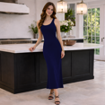 thumbnail image 5 of Miss Lavish London Women's Casual Sleeveless Summer Ankle Length Beach Maxi Long Dress Navy-L, 5 of 5