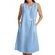thumbnail image 1 of Vestido de Verano para las Mujeres Playa, Moda Vacaciones Color Sólido sin Mangas Hueco Fuera de la Fiesta Midi para Casual, 1 of 8