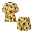 thumbnail image 4 of Naloa Sunflowers Women's Short-Sleeved Pajama Set, Loungewear, Summer pajamas, Breathable Cozy - XX-Large, 4 of 9
