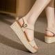 thumbnail image 5 of Zapatos de paja de moda para mujer Plataforma Punta abierta Antideslizante Temperamento Cuña Arena Wmkox8yii  nm4713, 5 of 8