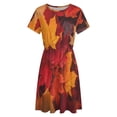 thumbnail image 4 of Autumn Leaves Women's Dress Short Sleeve Summer Sundress Summer Women Clothes, 4 of 7