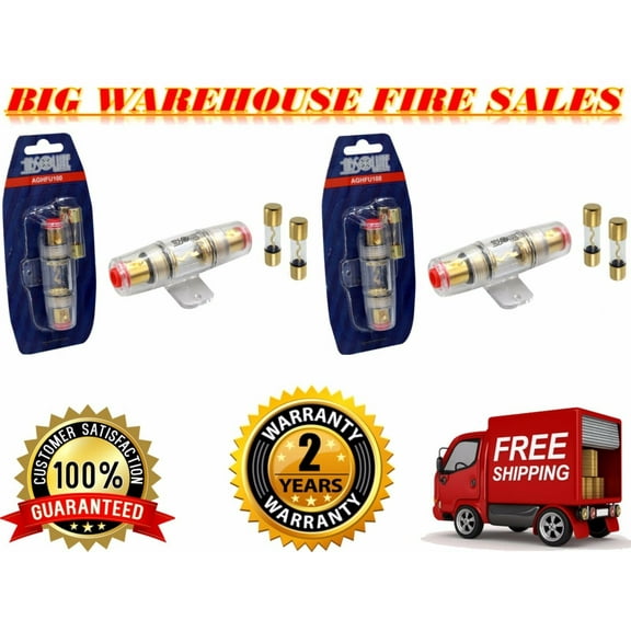 2 (one pair)IMC Audio 100 Amp Inline AGU Fuse Holder Fits 4, 8 &10 Gauge Wire