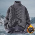 thumbnail image 2 of Women Cable Knit Vintage Sweater Turtleneck Long Sleeve Loose Casual Knitted Sweater Unisex Woven Crewneck Knitted Tops (Grey,Large), 2 of 5