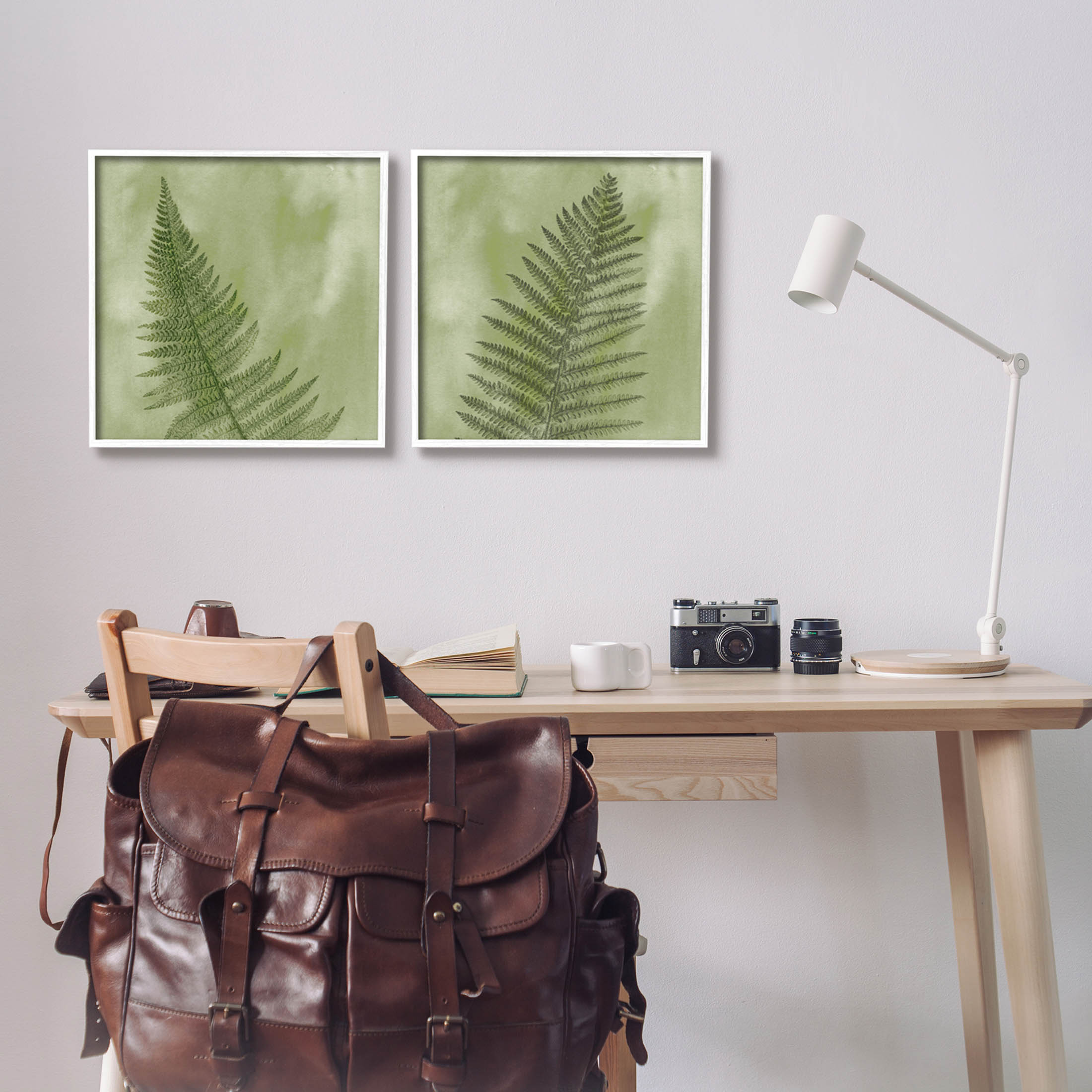 Fern Sprouts Forest Nature Leaves Botanical & Floral Graphic Art White Framed Art Print Wall Art, Set of 2