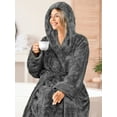 thumbnail image 5 of PAVILIA Women Hooded Plush Soft Robe | Fluffy Warm Fleece Sherpa Shaggy Bathrobe (L/XL, Gray), 5 of 7