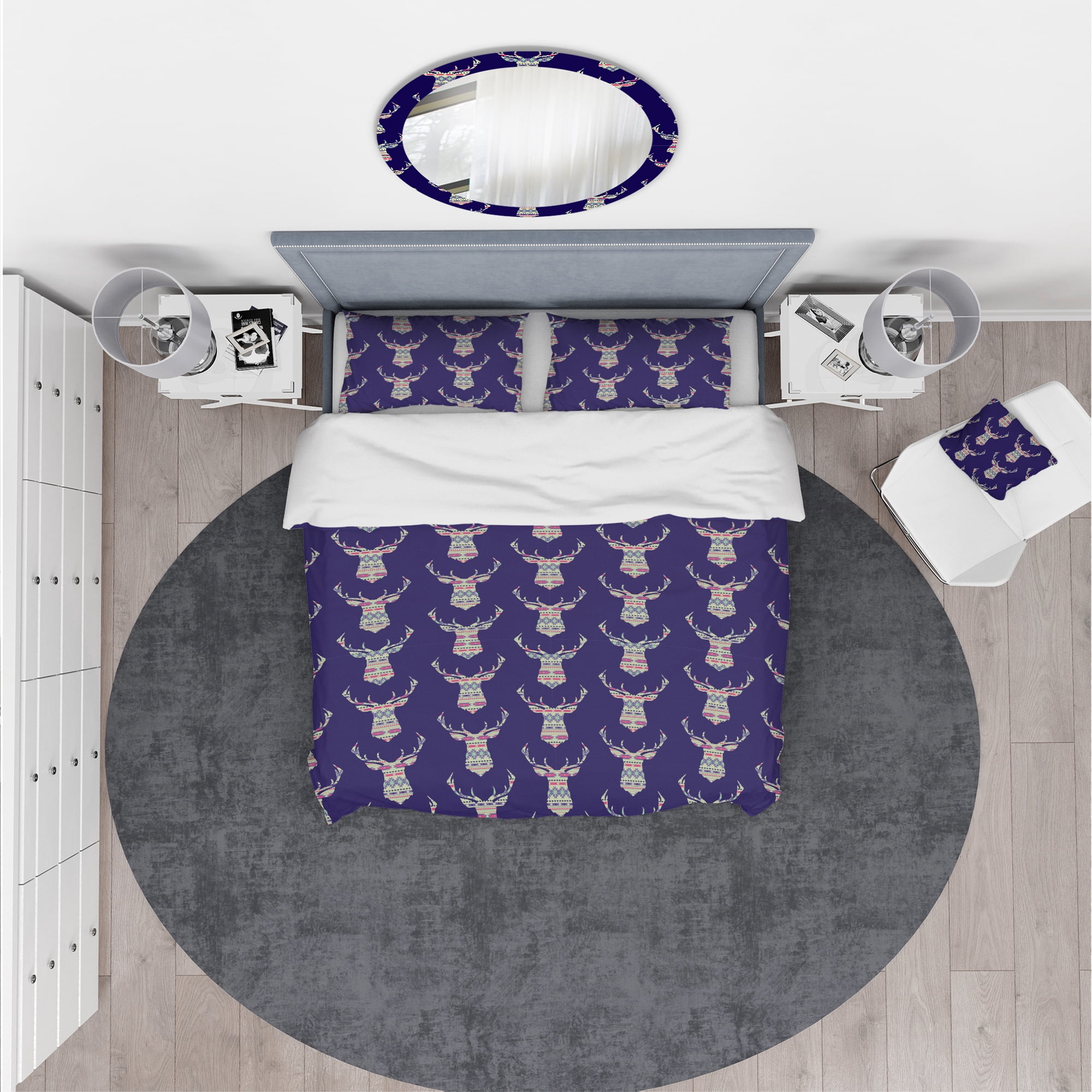 Designart 'Colorful Decorative Ethnic Pattern with Deer' Modern & Contemporary Duvet Cover Set