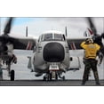 thumbnail image 1 of 24"x36" Gallery Poster, aircraft director taxis C-2A Greyhound uSS Kitty Hawk (CV 63), 1 of 1