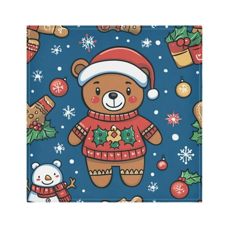 

WOBOGO Seamless Pattern Of A Christmas Bear and Decorations Cloth Napkins 1 Piece Soft Elegant Touch Durable Absorbent Quick Drying for Elegant Dining