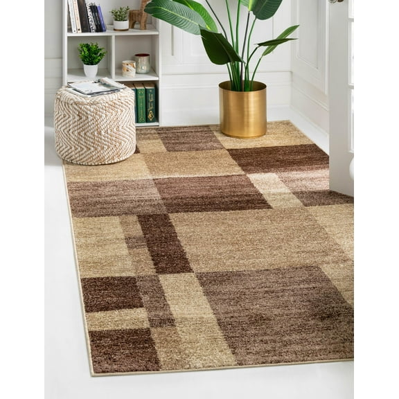 Unique Loom Autumn Collection Area Rug - Providence (9' x 12' 2" Rectangle Light Brown/Brown)