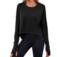 thumbnail image 2 of Long Sleeved Women Solid Athletic Crop Shirt Tee, 2 of 7