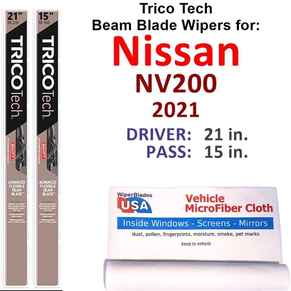 Beam Blade Wipers (Set of 2) compatible with 2021 Nissan NV200