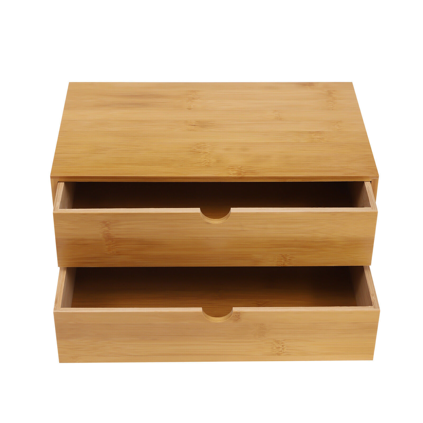 Organizador de escritorio de bambú FOGGBET con cajones, caja de almacenamiento para escritorio, organización de oficina 4