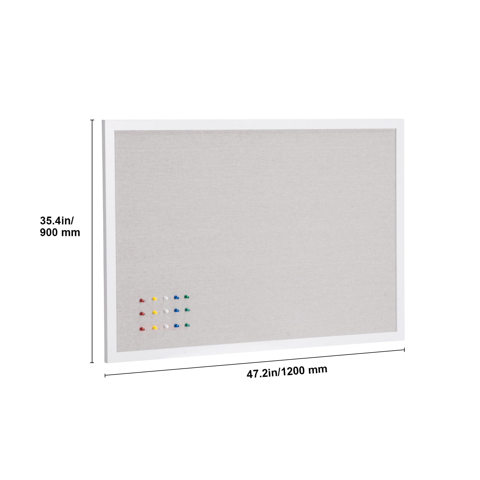 KFFKFF 48"x36" White Cork Board featuring Linen Surface - Chic Wall-Hanging Message Board for Home, School, Office - Sophisticated & Practical Information Display
