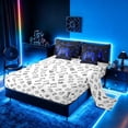 thumbnail image 5 of meiyoeat Neon Blue Flame Game Controller Twin Bedding Sets for Kids Boys, Blue Geometric Gaming Bedding Comforter Set, Gamepad Reversible 7pcs, 5 of 6