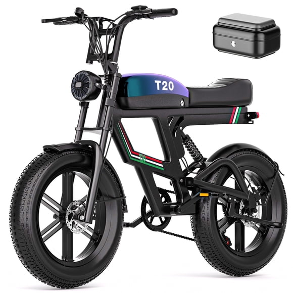 AZHAR T20 Vélo Électrique pour Adultes, Moteur de Pointe 750W 1800W, Pneu Grand 20"x4", Vélo de Montagne Électrique, 48V/15AH UL2849