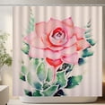 thumbnail image 2 of flowers beautiful pattern printed shower curtain waterproof shower curtain  Cloth Fabric Bathroom Decor Set with Hooks, 2 of 7