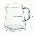 thumbnail image 3 of Small Glass Pitcher 12 Ounce Clear Creamer Pitcher for Coffee and Tea, Heat Resistant Glass Jug for Milk Frothing, Water, Juice, and Kitchen Use, 3 of 7