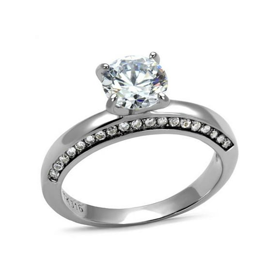 Women's 1.47 Ct Round Cut Cubic Zirconia Stainless Steel Engagement Ring Size 10