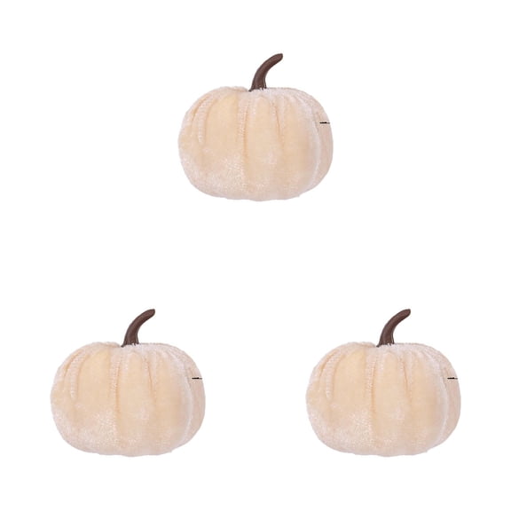 Artificial Velvet Pumpkins for Fall Decor,Mini Faux Pumpkins,Fake Fabric Pumpkins, for Thanksgiving Halloween Home Farmhouse Harvest Table Centerpiece Tiered Tray Decoration(Beige*3 8cm)