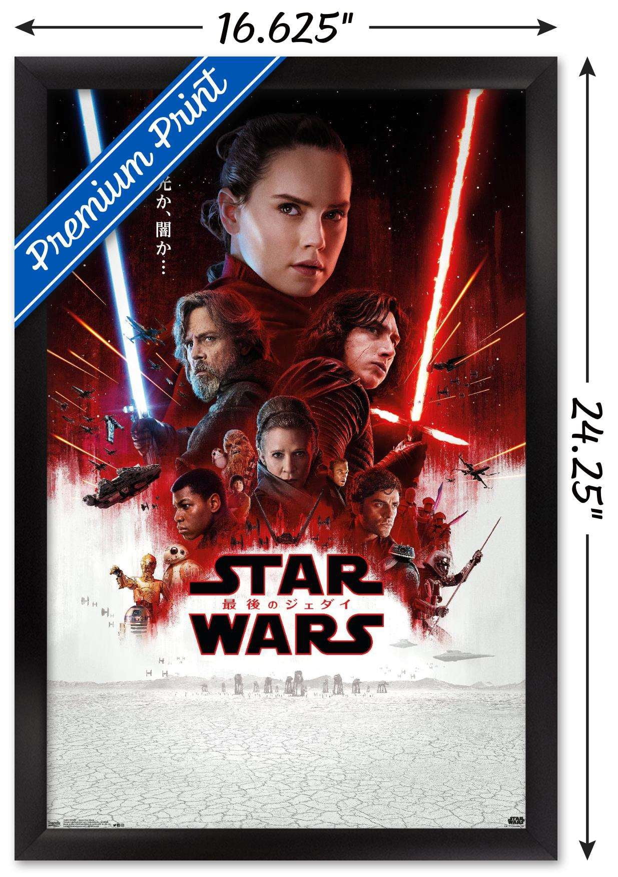 Star Wars: The Last Jedi - Japan One Sheet Wall Poster, 14.725" x 22.375", Framed