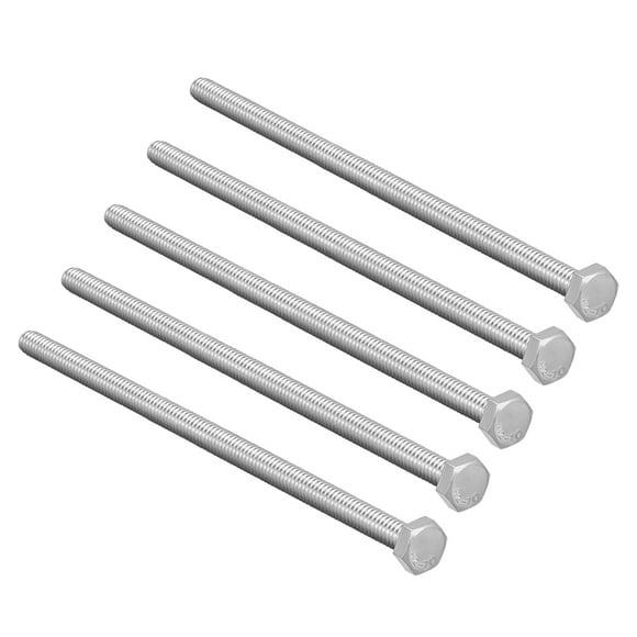 Unique Bargains M6 Thread 110mm 304 Stainless Steel Hex Screws Bolts Fastener 5pcs