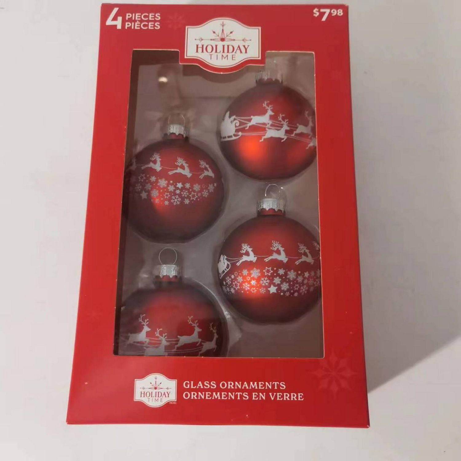 Holiday Time Ornement de traîneau en verre rouge 65 mm x 4 carats