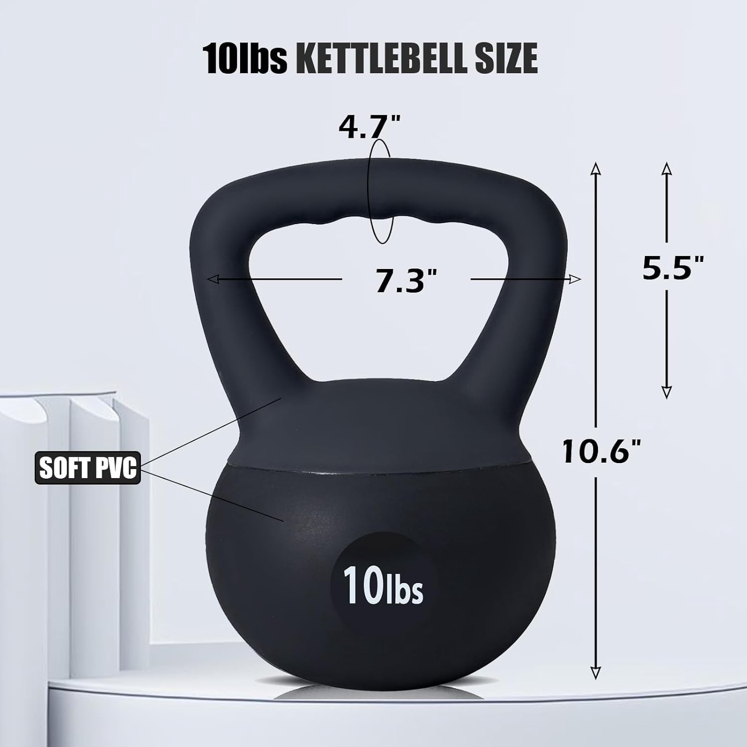 SOGES 10 lbs PVC Shock Proof Soft Kettlebell, Black