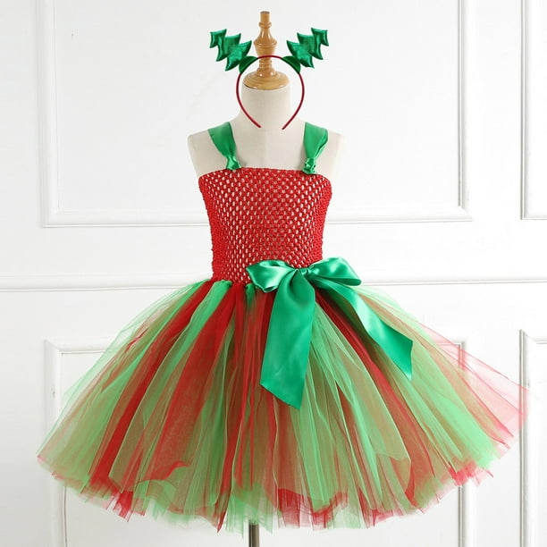 Vestido de tutú navideño para niña pequeña, vestido sin mangas para desfile, vestido de disfraz de cosplay para fiesta de Navidad