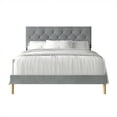 thumbnail image 2 of Castle Place Modern Diamond Tufted Velvet Upholstered Queen Bed, Light Grey, 2 of 11