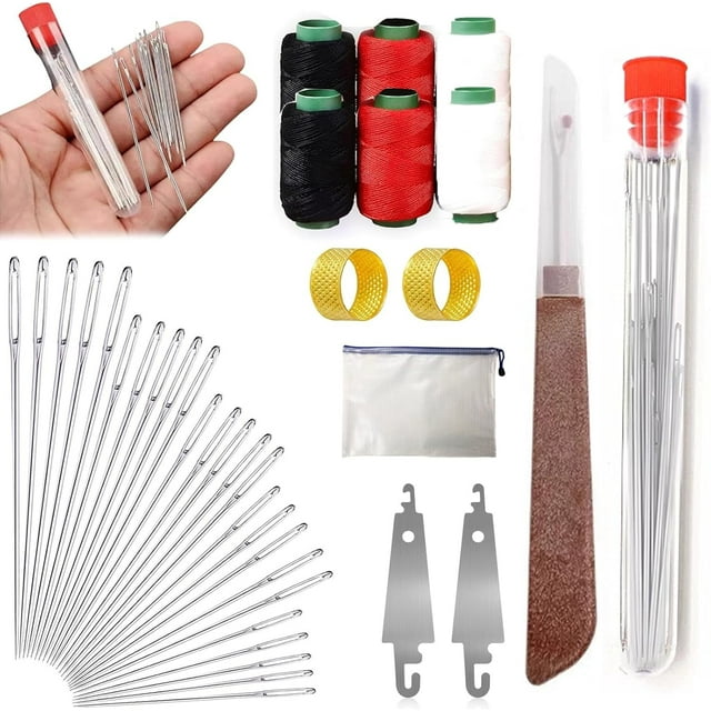 Big Eye Steel Sewing Needles Kit, 2025 New Stainless Steel Needles for Hand Sewing, 34pcs Big Eye Steel Needles Set - Long & Thin Handmade Quilting & Sewing Needles Kit for DIY Sewing (37PCS)