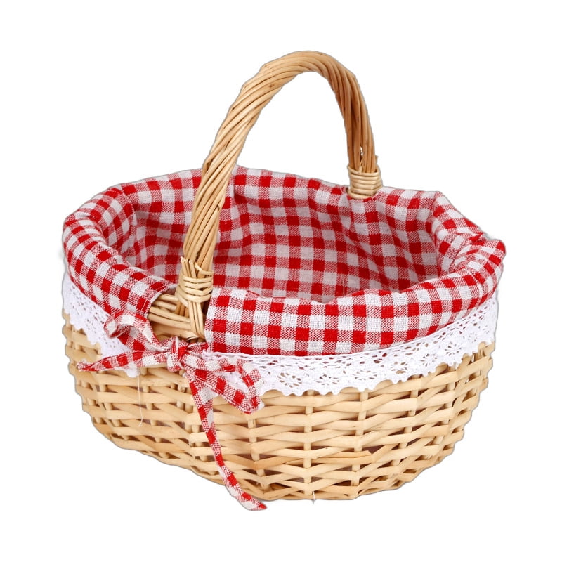 KUNPENG Natural Willow Woven Easter Picnic Gift Basket with Handle, Hand-woven Fruit & Egg Basket for Kitchen Countertop, Decorative Wicker Market Basket for Wedding, 4 Sizes