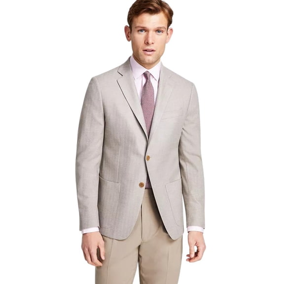 Michael Kors Mens Modern fit Sport Coat Blazer 42 L Oatmeal Herringbone