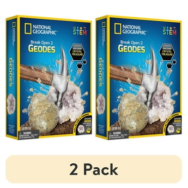 (2 pack) Nat Geo Break Open 2 Geodes Science Kit for Child 8 Years and up, Includes Goggles