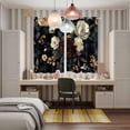 thumbnail image 5 of Vintage Black Floral Kitchen Curtains 84 Inch Length, Spring Seasonal Botanical Blooms Grommet Top Bedroom Living Room Curtains, Light Filtering Cafe Curtain Drapes 2 Panels Set 104''x84'', 5 of 9
