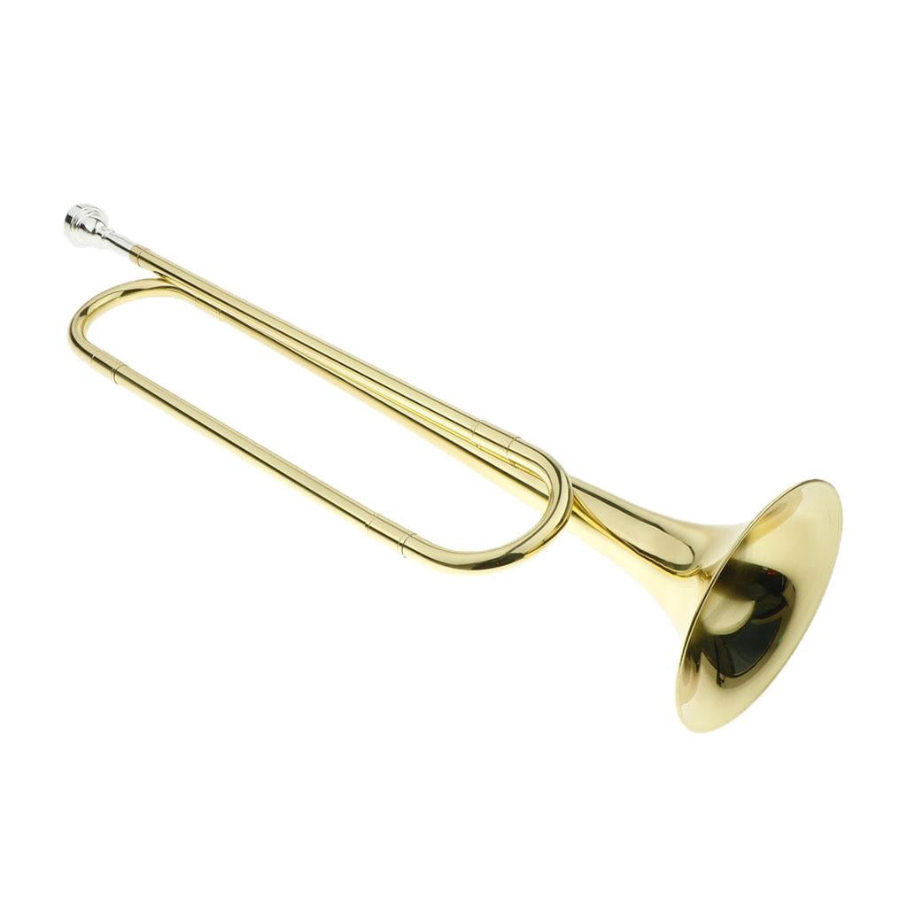 LeeQinersw Durable Brass Youth Kids Students Mini Marching Bugle Trumpet Golden, B Key