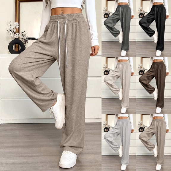 Women's High Waisted Elastic Waistband Trousers Pants Slacks, Straight Leg Stretchy Solid Color Casual Work Office Lounge Wear for Women | Aestivo,Beige L