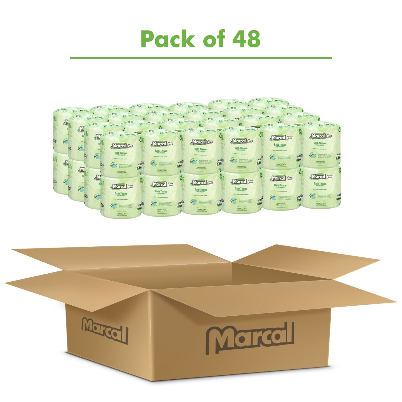 Eco Friendly 100% Recycled Toilet Paper, 2 Ply Bath Tissue 242 Sheets Per Roll, 48 Rolls Individually Wrapped,No Dyes, White