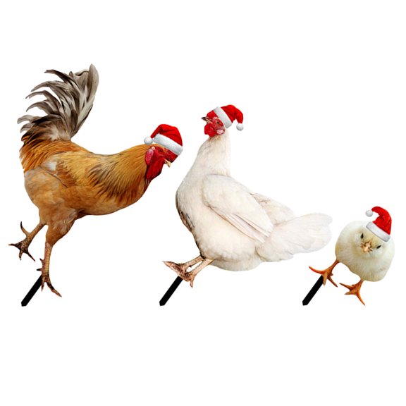 3 Pcs Christmas Hat Chicken Outdoor Garden Yard Decoration Card