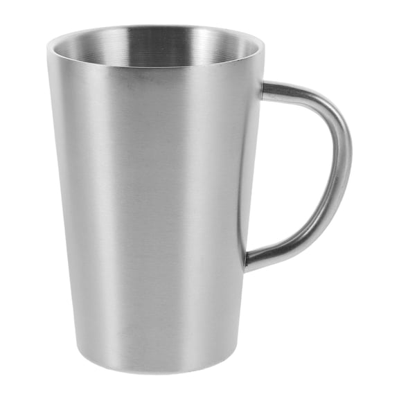 ETEREAUTY Plated Silver Stainless Steel Coffee Mug with Ergonomic Handle for Camping and Outdoor Use