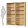 thumbnail image 7 of Hiphuta 63"W Extra Large and Sturdy Bookcase, Double Wide 6-Tier Bookshelf, Tall Bookcase for Home Office and Living Room, Wooden Freestanding Display Shelf, Natural, 7 of 7