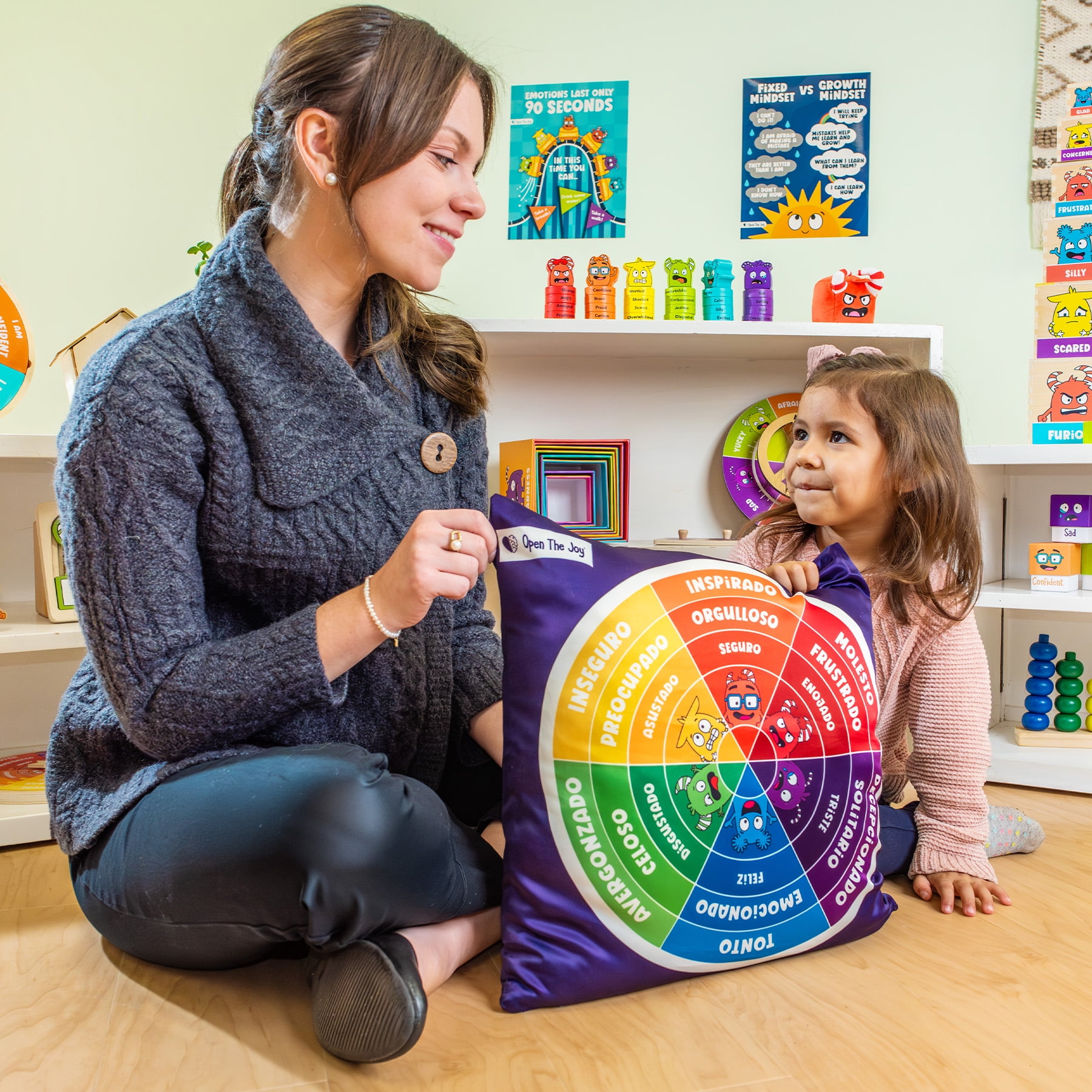Open the Joy Weighted Emotions Wheel Pillow, Bilingual English & Spanish