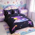 thumbnail image 2 of Manfei Colorful Axolotl 7-Piece Twin Bedding,Kawaii Animal Bedding Comforter Set,Black Reversible, 2 of 7
