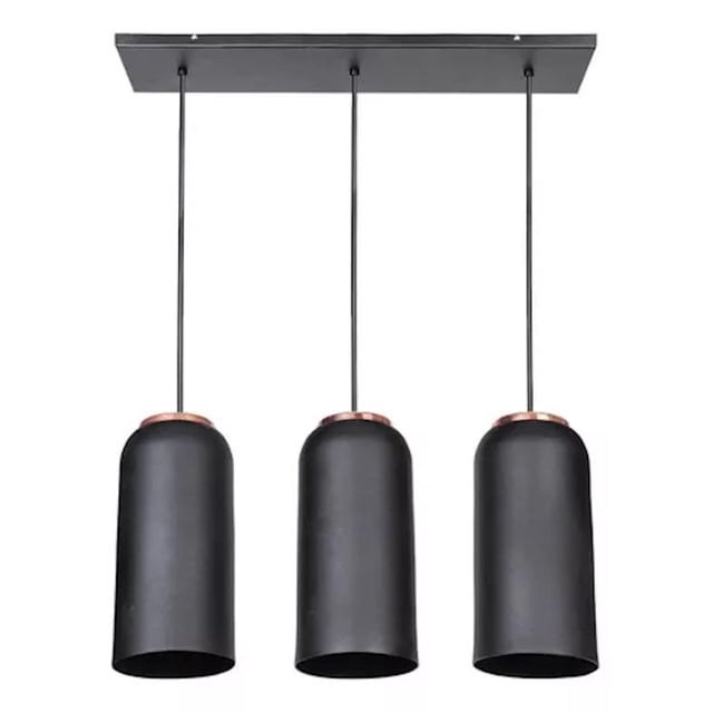 Luminario Colgante Campana Tres Candil Negro Maxxi