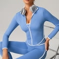 thumbnail image 4 of Sexlip Women's Zip Up Athletic Jackets Cropped Long Sleeve Workout Tops Fall Slim Fitted Yoga Gym Shirts Blue L, 4 of 7