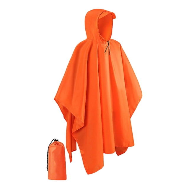 MERIGLARE Poncho de Pluie à Capuche Imperméable Réutilisable avec Poche Veste à Manches Longues pour l'Extérieur Orange