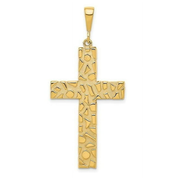 10k Polished Large Nugget Cross Pendant 10C306