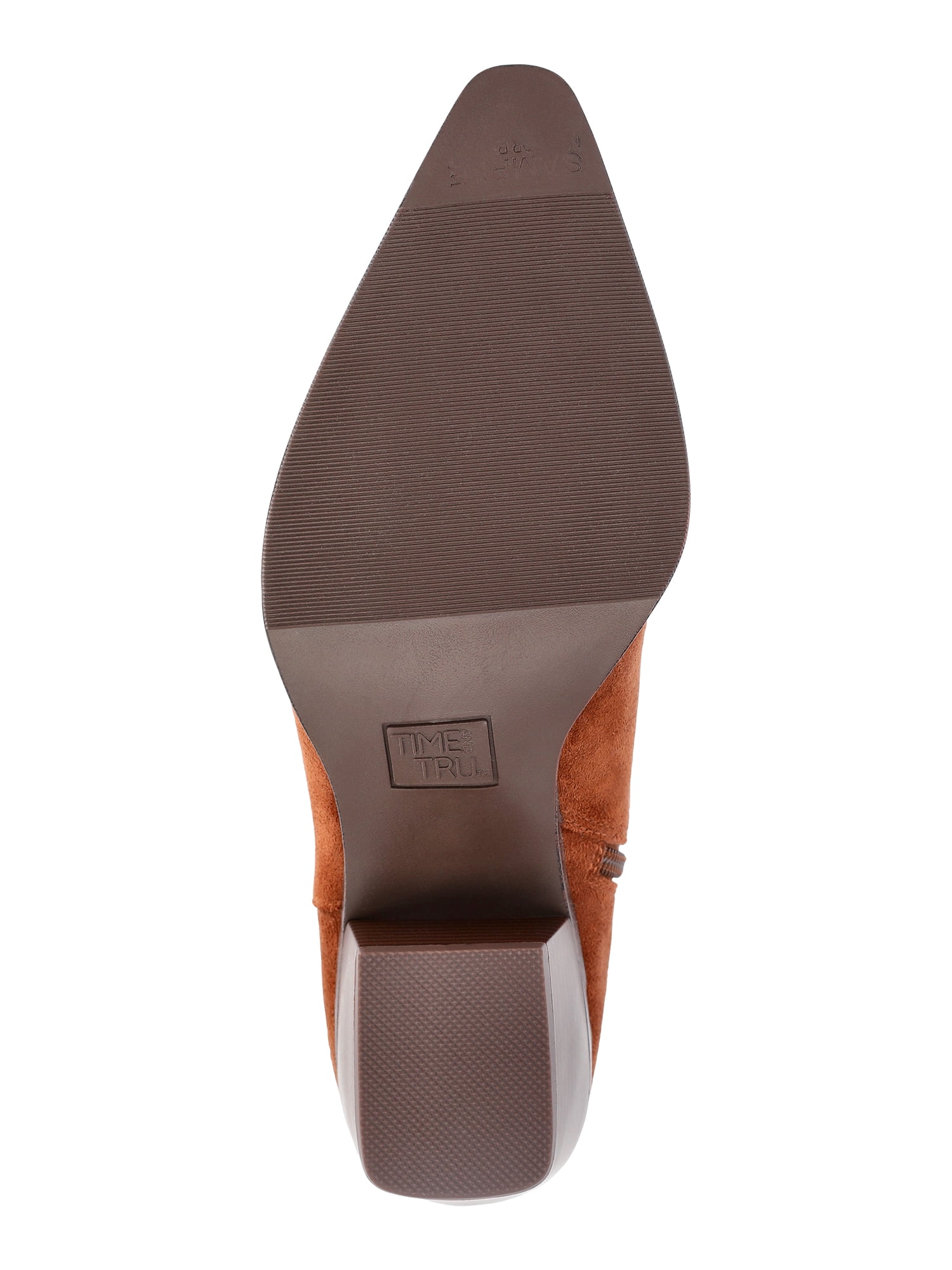 Time and Tru Women's Faux Suede Embroidered Western Boots, Wide Width Available