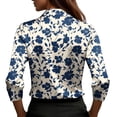 thumbnail image 6 of JTZGDY Womens Business Casual Silk Satin Tops Elegant Dressy Work Vintage Color Block/Floral Printed Long Sleeve Collared T-Shirts Loose Fit Deep V Neck Tunic Blouses Cute Spring Summer Outfits, 6 of 7