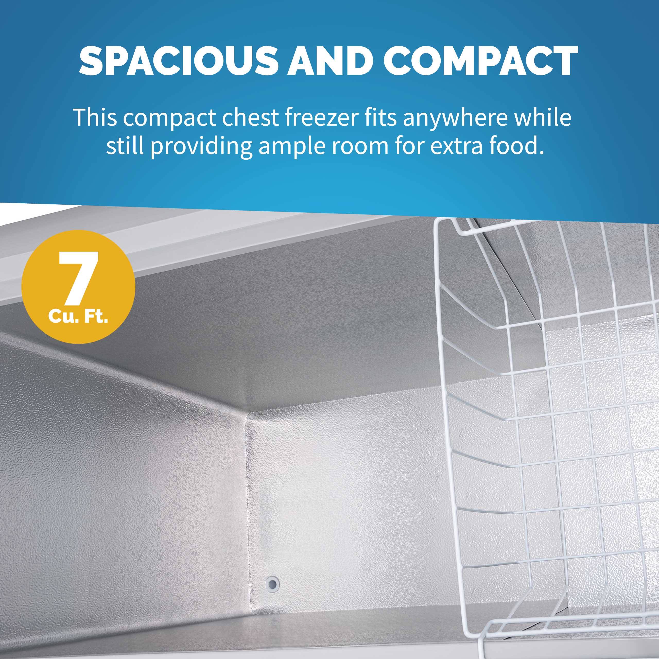 NewAir 6.7 Cu. Ft. Compact Chest Freezer in Cool Gray, Temperature Control, Fast Freeze Mode, Door Alarm, Wire Basket, Self-Diagnose Program, and LED Lighting