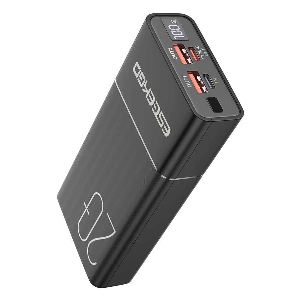 20000mAh 20W PD Power Delivery + 22.5W Quick Charge Fast Charging High-Capacity Power Bank Battery Charger - Black